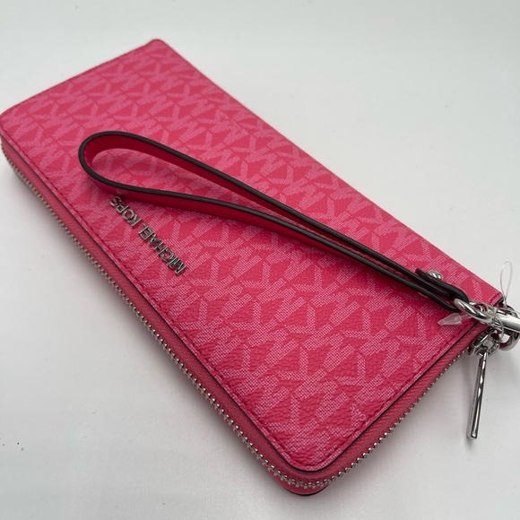 MICHAEL KORS Jet Set Large Signature Logo Continental Wallet Wristlet Phone NWT - Picture 7 of 16